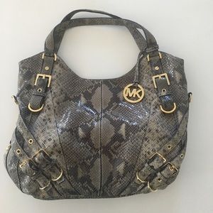 Michael Kors Milo Shoulder Tote Dark Sand Python